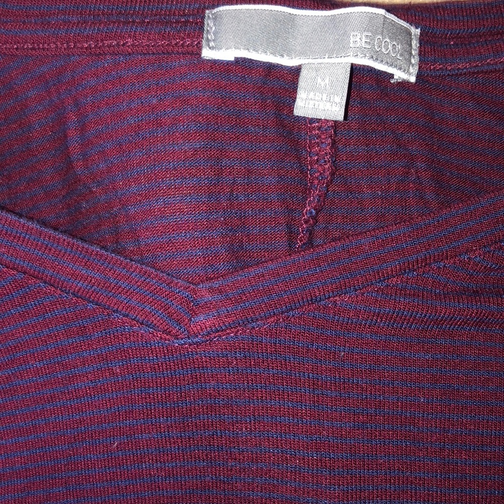 Blue & Maroon Striped Blouse
